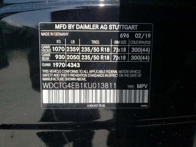 WDCTG4EB1KU013811 Mercedes-Benz GLA 250