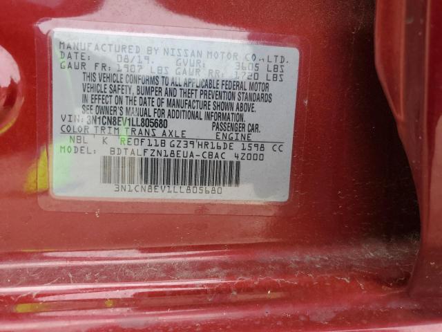3N1CN8EV1LL805680 Nissan VERSA SV