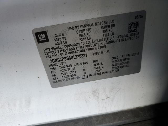 3GNCJPSB8GL238331 Chevrolet TRAX 1LT