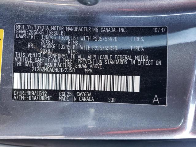 2T2BZMCA0HC122350 Lexus Rx 350 Base