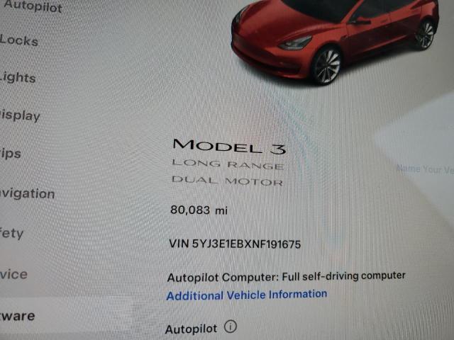 5YJ3E1EBXNF191675 Tesla MODEL 3