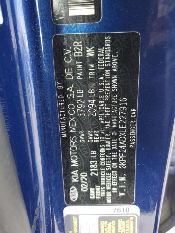 3KPF24ADXLE227916 KIA FORTE FE