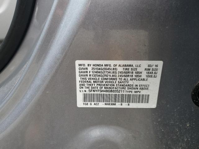 5FNYF5H48GB035211 Honda Pilot Ex