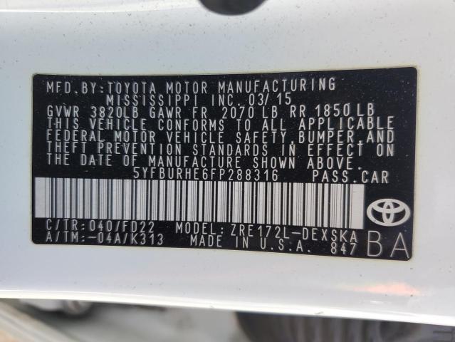 5YFBURHE6FP288316 Toyota COROLLA L