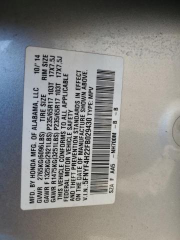 5FNYF4H22FB029430 Honda PILOT LX