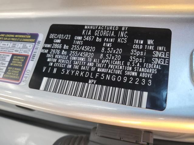 5XYRKDLF5NG092233 KIA SORENTO SX