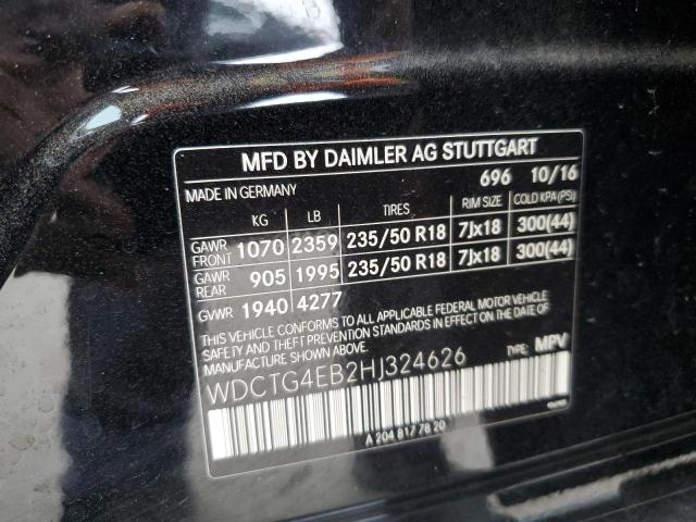 WDCTG4EB2HJ324626 Mercedes-Benz GLA 250