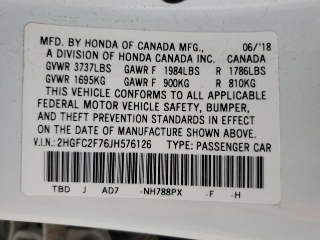 2HGFC2F76JH576126 Honda CIVIC EX