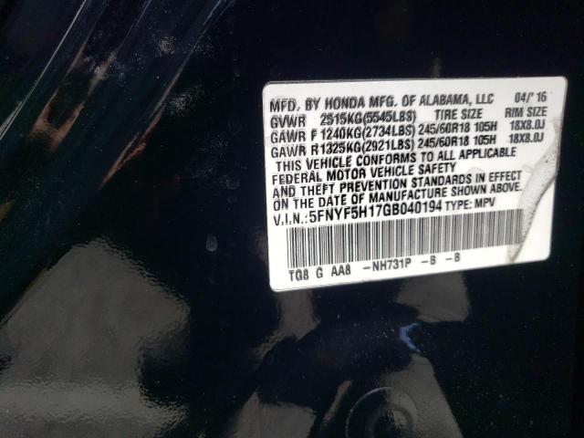 5FNYF5H17GB040194 Honda PILOT LX