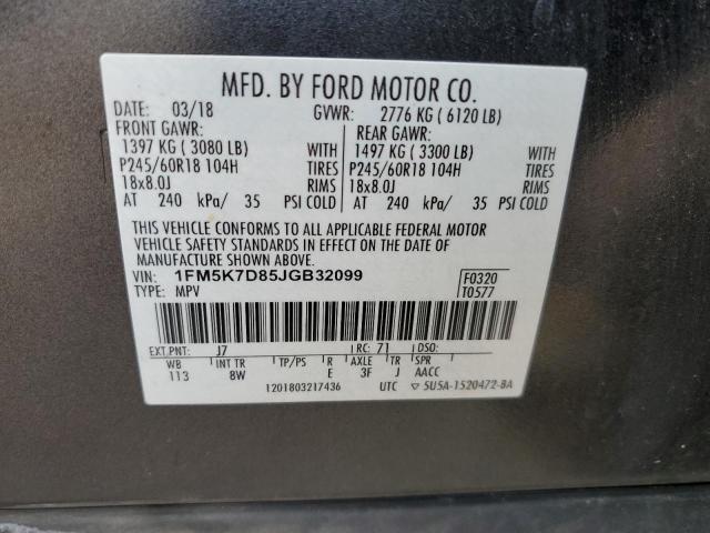 1FM5K7D85JGB32099 Ford EXPLORER XLT