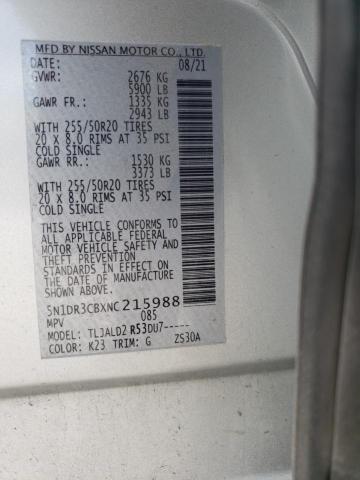 5N1DR3CBXNC215988 Nissan Pathfinder Sl