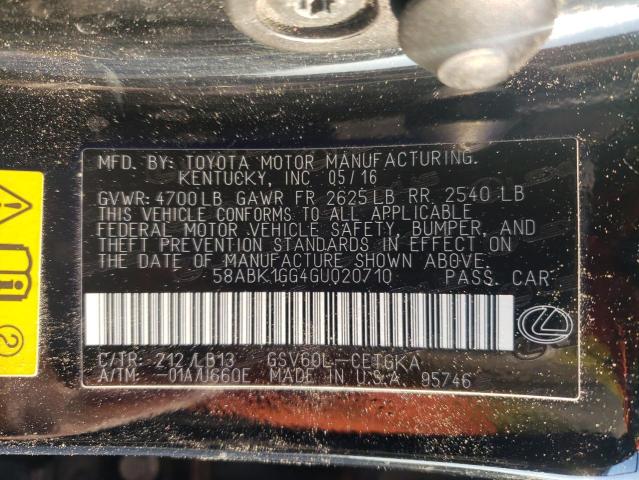 58ABK1GG4GU020710 Lexus ES 350