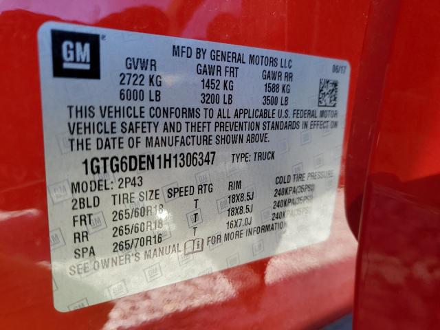 1GTG6DEN1H1306347 GMC CANYON SLT