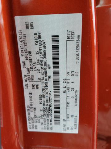 1FMCU9GD7KUC21312 Ford ESCAPE SE