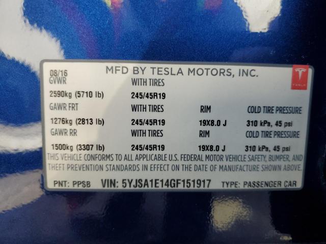 5YJSA1E14GF151917 Tesla MODEL S