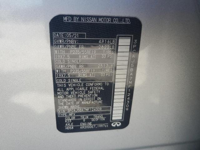 3PCAJ5BA7MF124309 Infiniti Qx50 Luxe