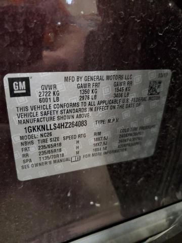 1GKKNLLS4HZ264083 GMC ACADIA SLE