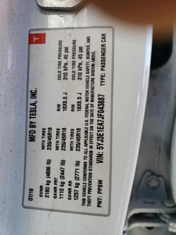 5YJ3E1EA7JF043887 Tesla MODEL 3