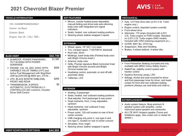 3GNKBFRS8MS549641 Chevrolet Blazer Premier