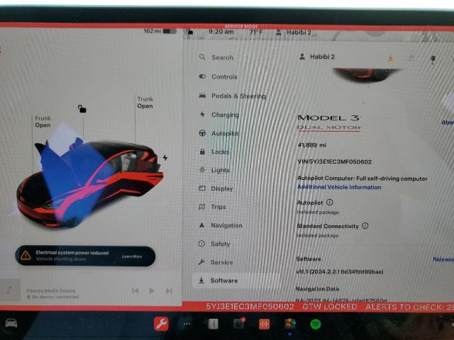 5YJ3E1EC3MF050602 Tesla MODEL 3