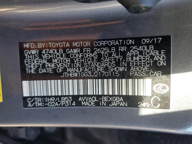 JTHBW1GG3J2170115 Lexus ES 300H