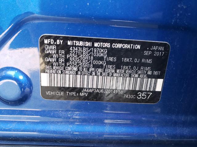 JA4AP3AU6JZ014138 Mitsubishi Outlander Sport Es