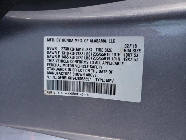 5FNRL6H94JB088557 Honda Odyssey Elite