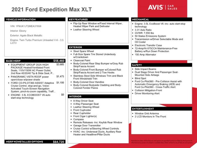1FMJK1JT2MEA37858 Ford Expedition Max Xlt