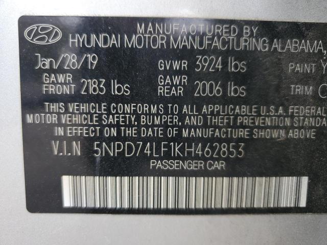 5NPD74LF1KH462853 Hyundai ELANTRA SE
