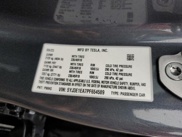 5YJ3E1EA7PF654589 Tesla MODEL 3