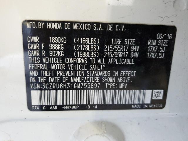 3CZRU6H31GM755897 Honda HR-V LX