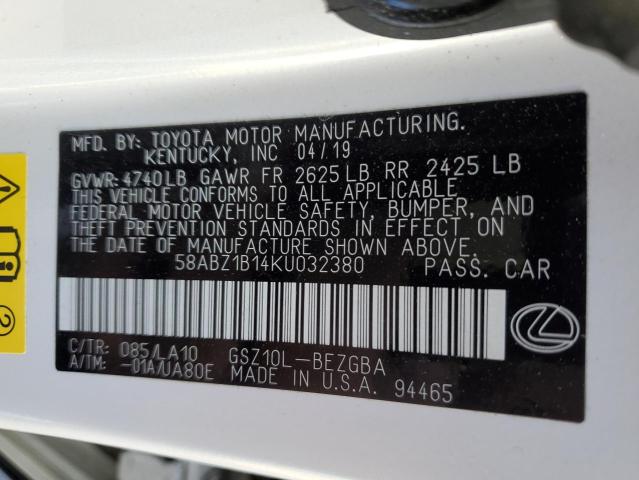 58ABZ1B14KU032380 Lexus ES 350