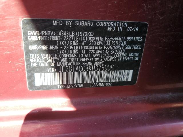 JF2GTACC3KH375906 Subaru Crosstrek Premium