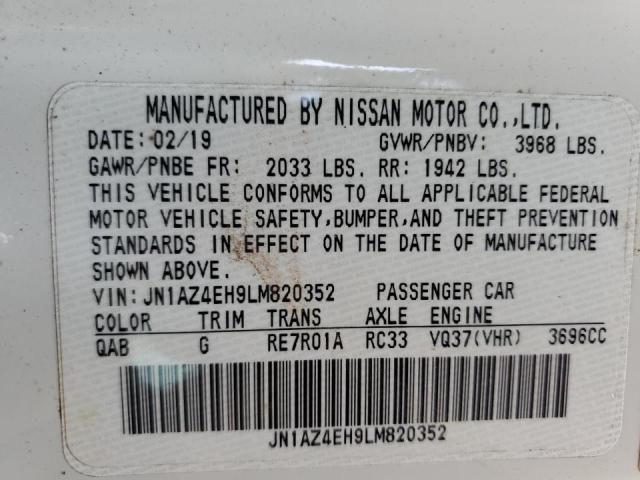 JN1AZ4EH9LM820352 Nissan 370Z BASE