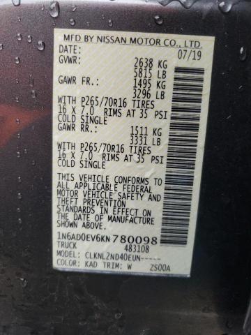 1N6AD0EV6KN780098 Nissan FRONTIER S