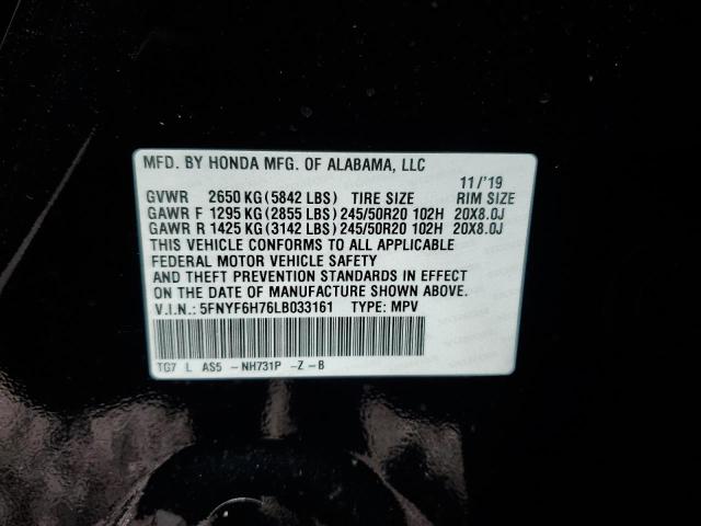 5FNYF6H76LB033161 Honda Pilot Black