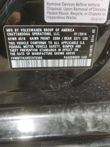 1VWBT7A3XEC072392 Volkswagen PASSAT SE
