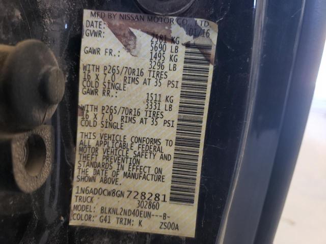 1N6AD0CW8GN728281 Nissan Frontier Sv