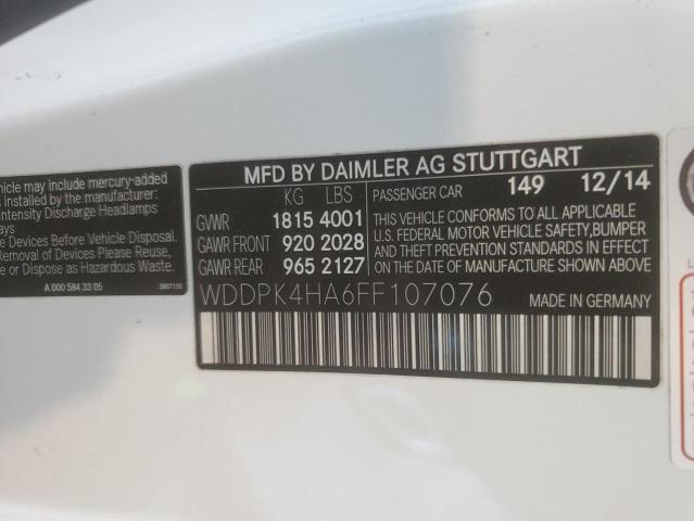 WDDPK4HA6FF107076 Mercedes-Benz SLK 250