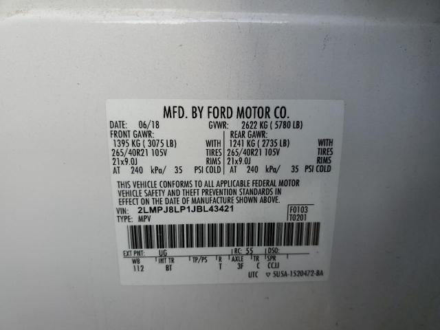 2LMPJ8LP1JBL43421 Lincoln Mkx Reserve