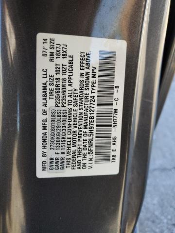 5FNRL5H97EB127724 Honda Odyssey Touring