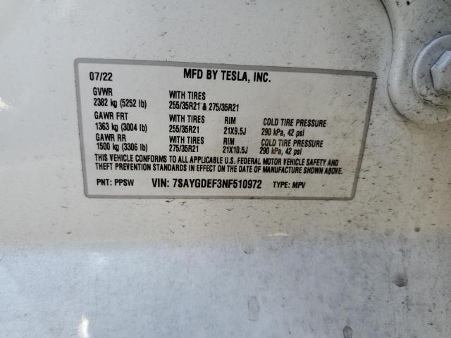7SAYGDEF3NF510972 Tesla Model Y