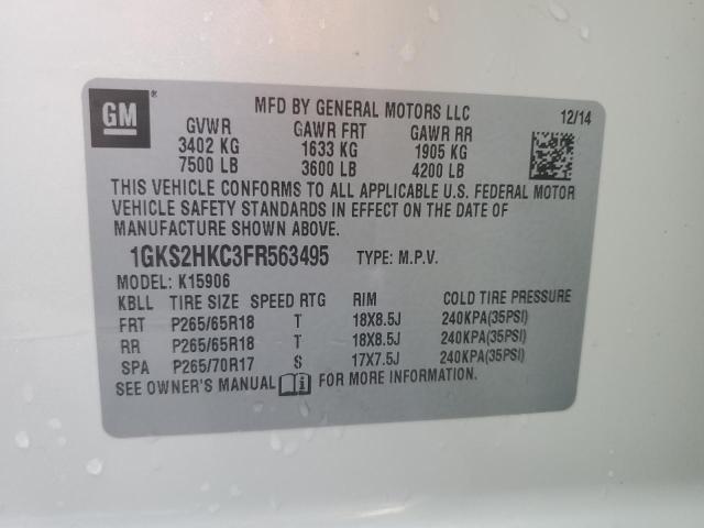 1GKS2HKC3FR563495 GMC Yukon Xl K1500 Slt