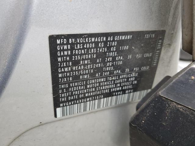 WVGAV7AX0GW571579 Volkswagen TIGUAN S
