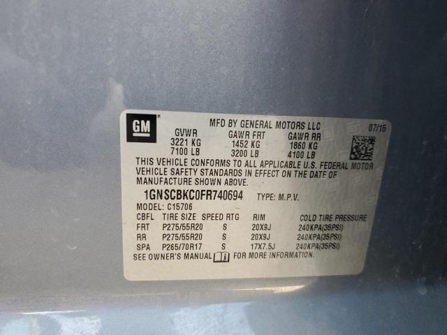 1GNSCBKC0FR740694 Chevrolet Tahoe C1500 Lt