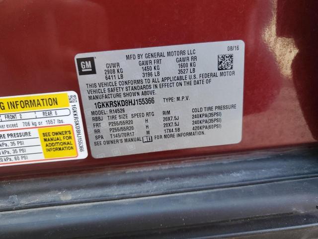 1GKKRSKD8HJ155366 GMC Acadia Limited Slt-2