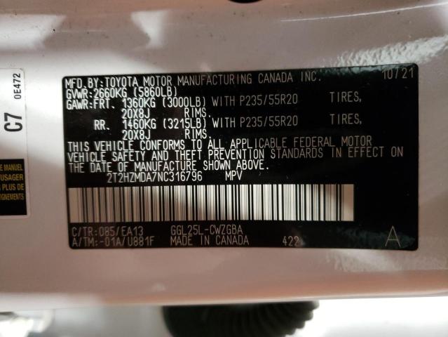 2T2HZMDA7NC316796 Lexus RX 350