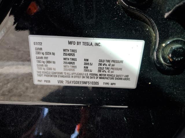 7SAYGDEE9NF510305 Tesla Model Y