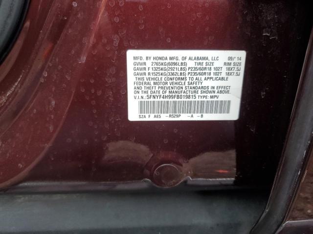 5FNYF4H99FB019815 Honda Pilot Touring