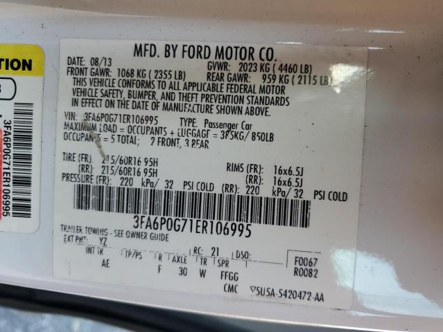 3FA6P0G71ER106995 Ford FUSION S